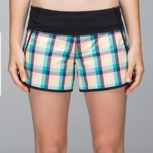 Lululemon size 4 Run times Plaid shorts